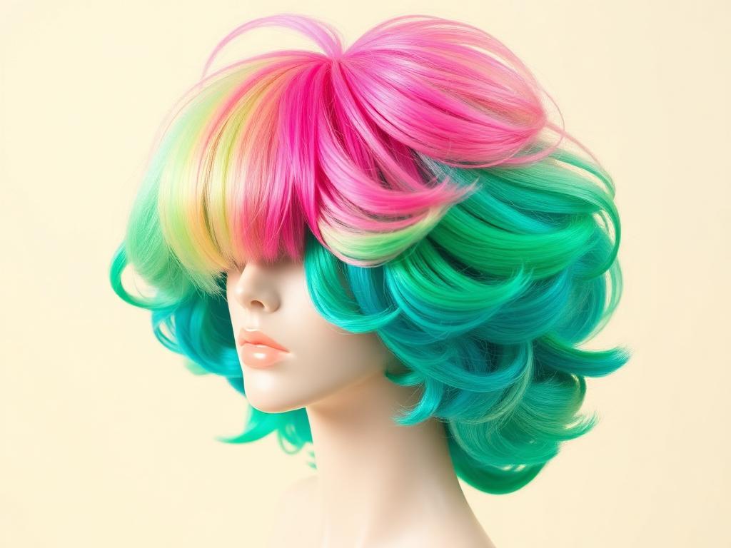 Rainbow gradient wig with dramatic volume