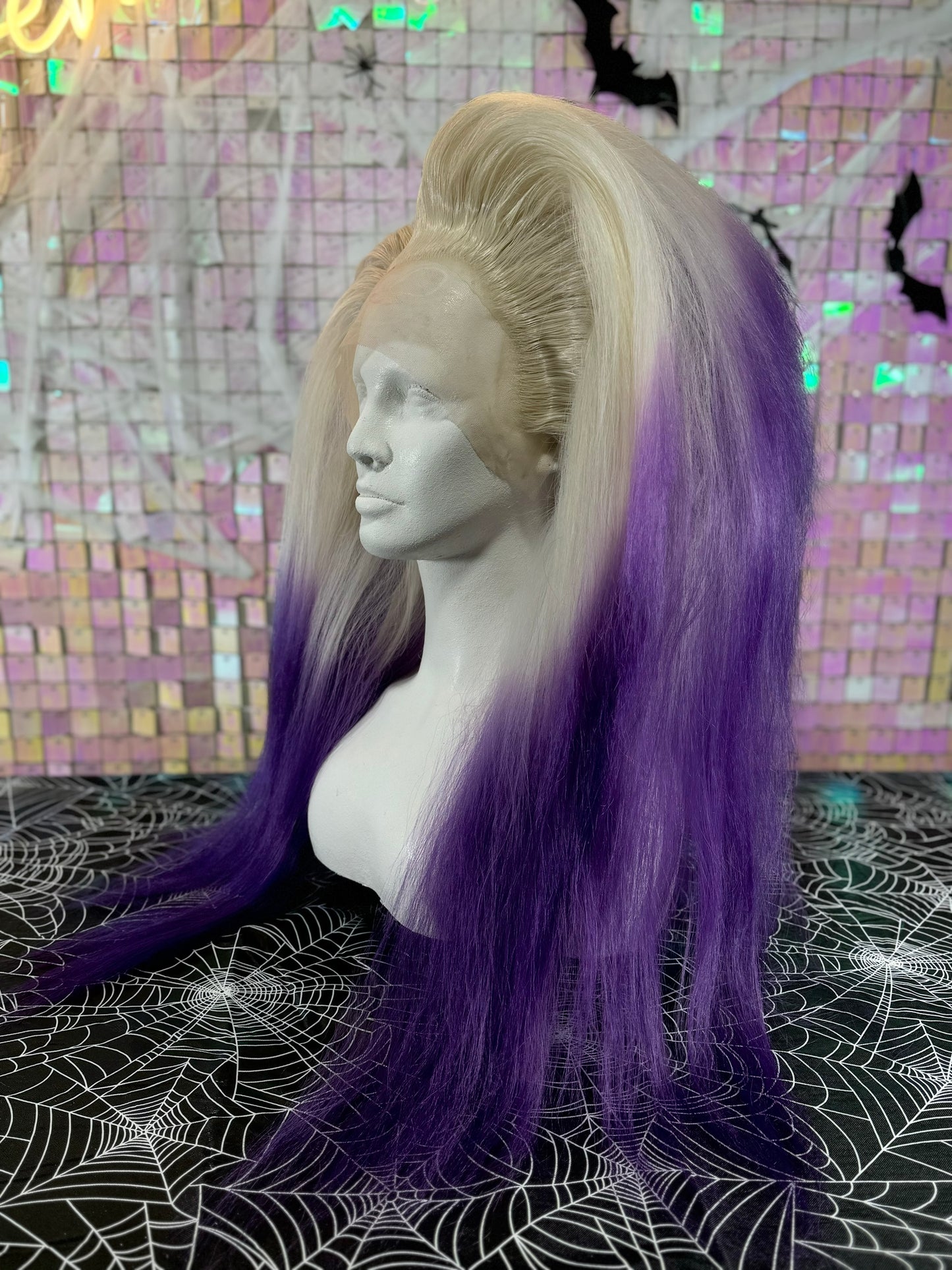 Sculpted blowout in Platinum/Purple Ombré